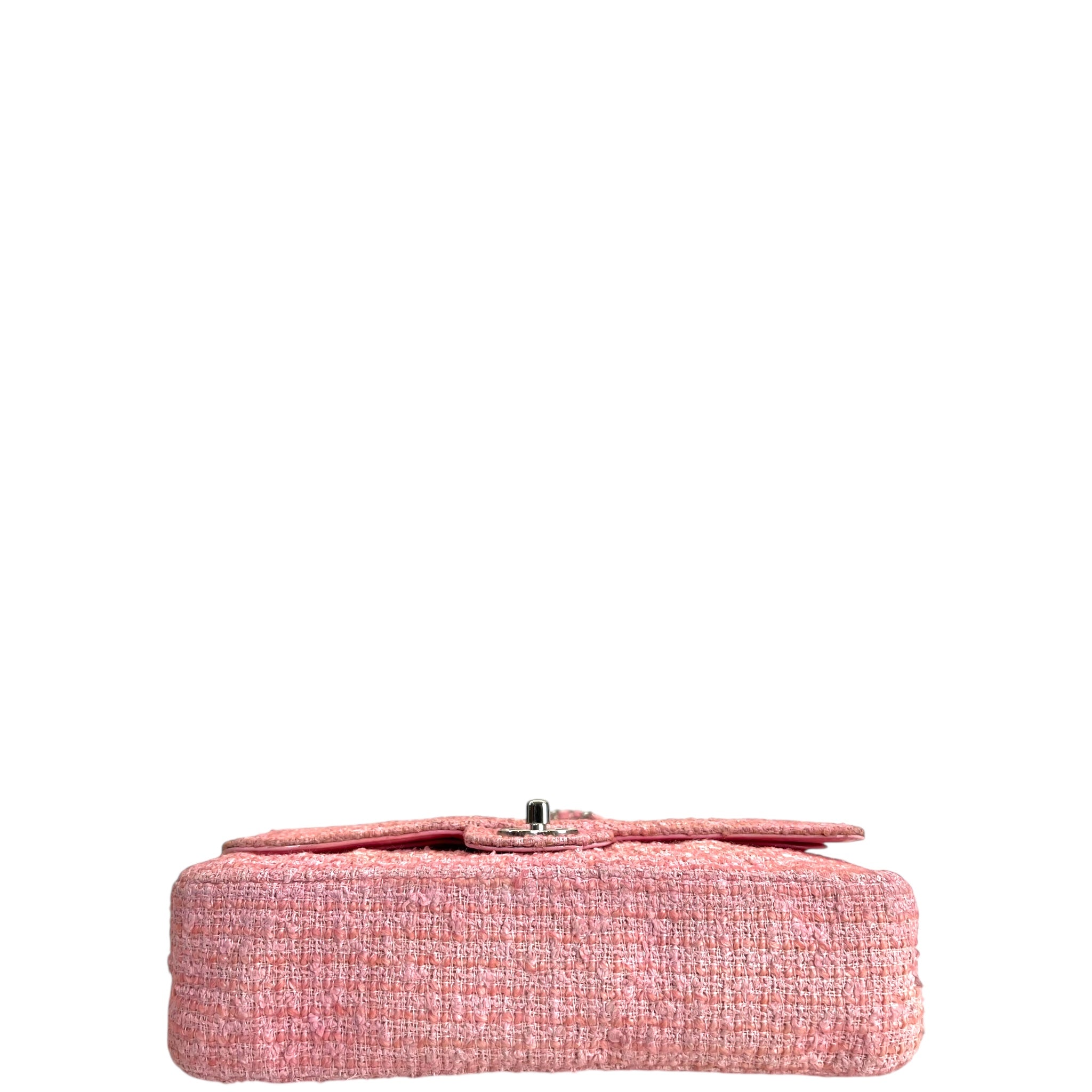 Chanel Classic Double Flap Pink Tweed Shoulder Bag
