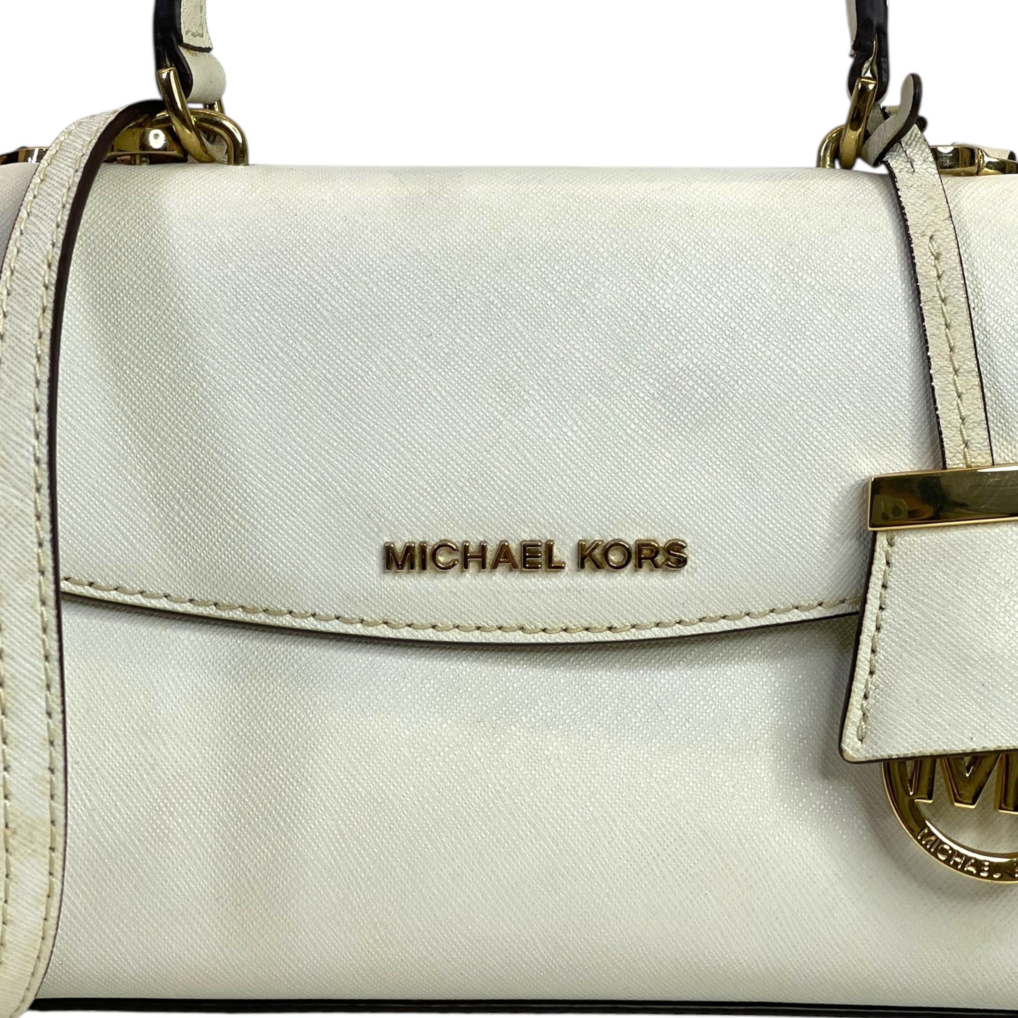 Michael Kors Ava Small White Leather Top Handle Bag