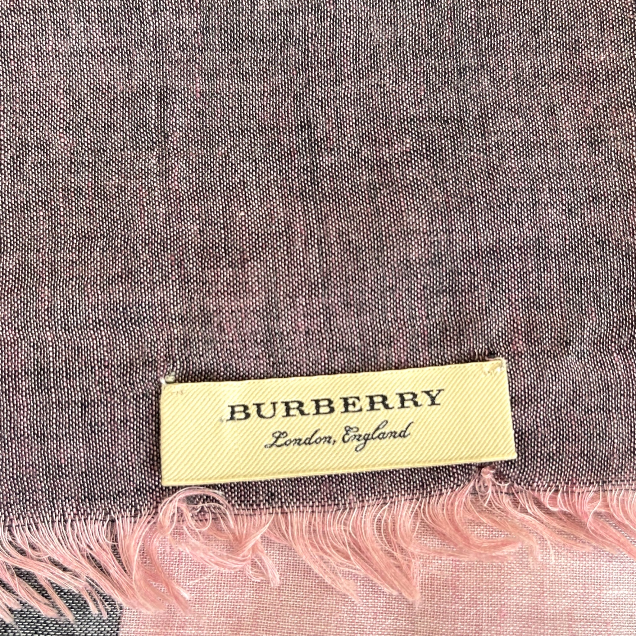 Burberry Gauze Fringed Edge Scarf Black/Pink Nova Check