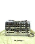 Burberry Small Lola Flap Bag Metallic Silver Quilted Patent Leather