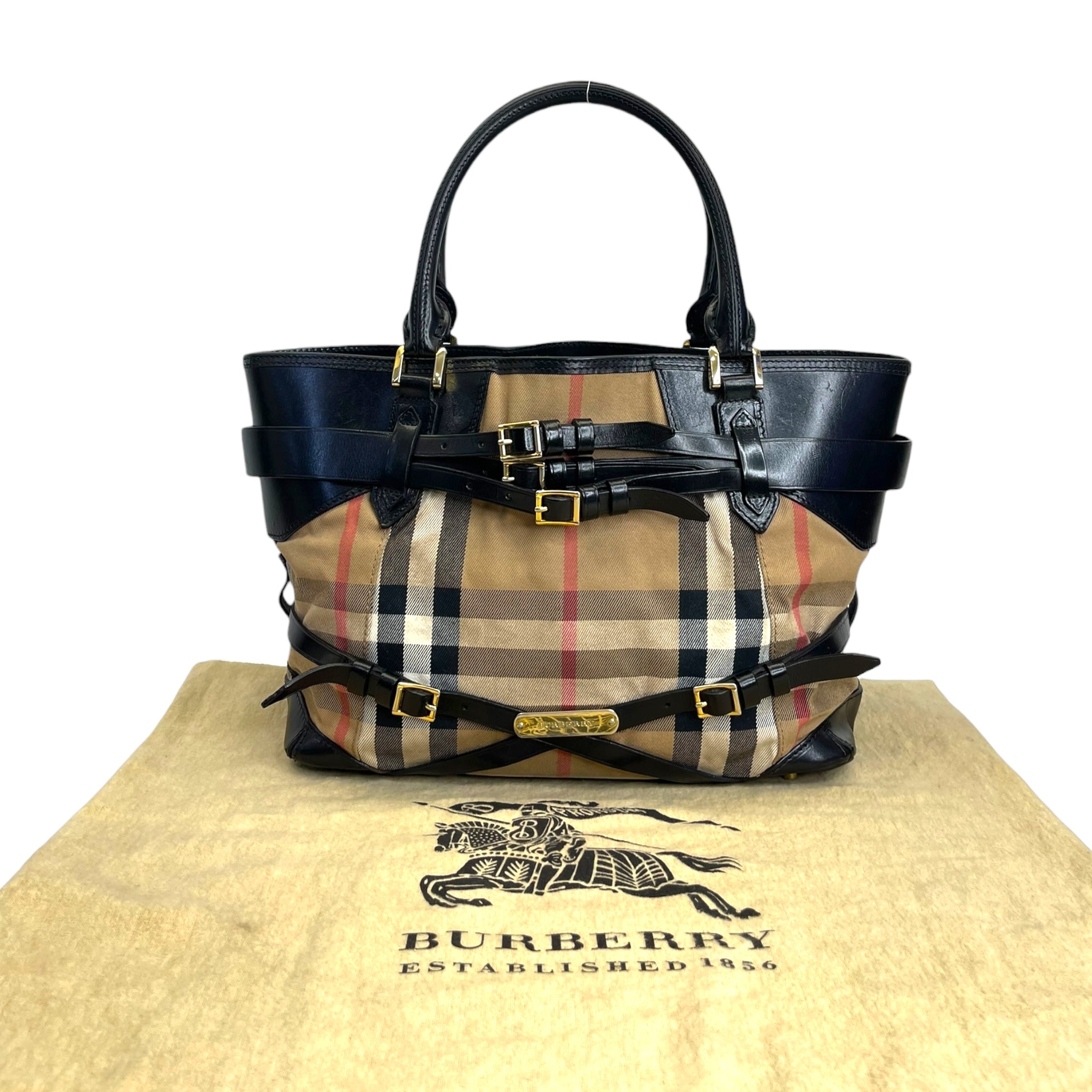 Burberry Medium Bridle Lynher Tote House Check/Leather