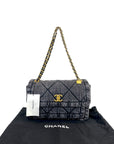 Chanel 25K Large Flap Bag Black Washed Denim