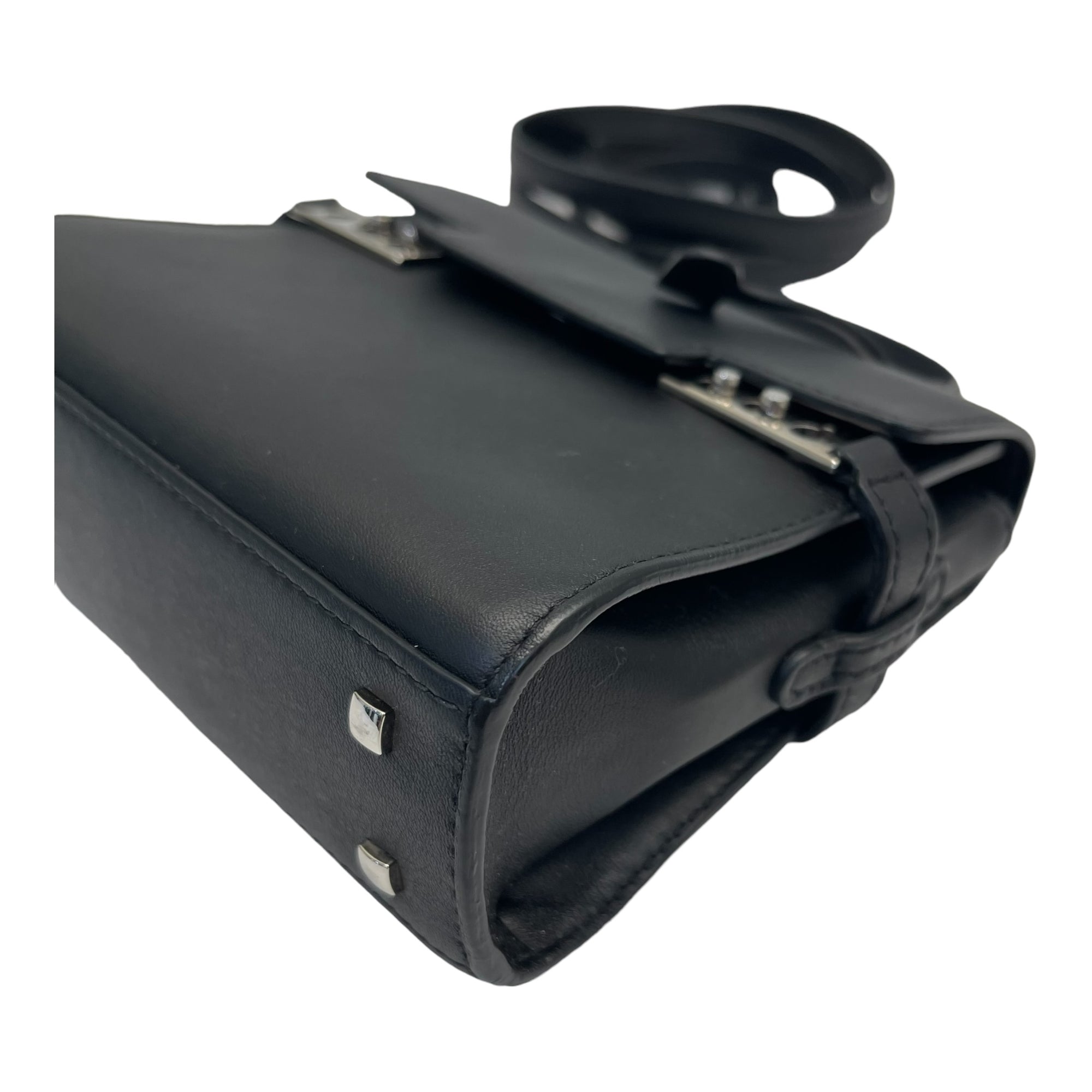 Delvaux Black Leather Tempete PM Top Handle Bag