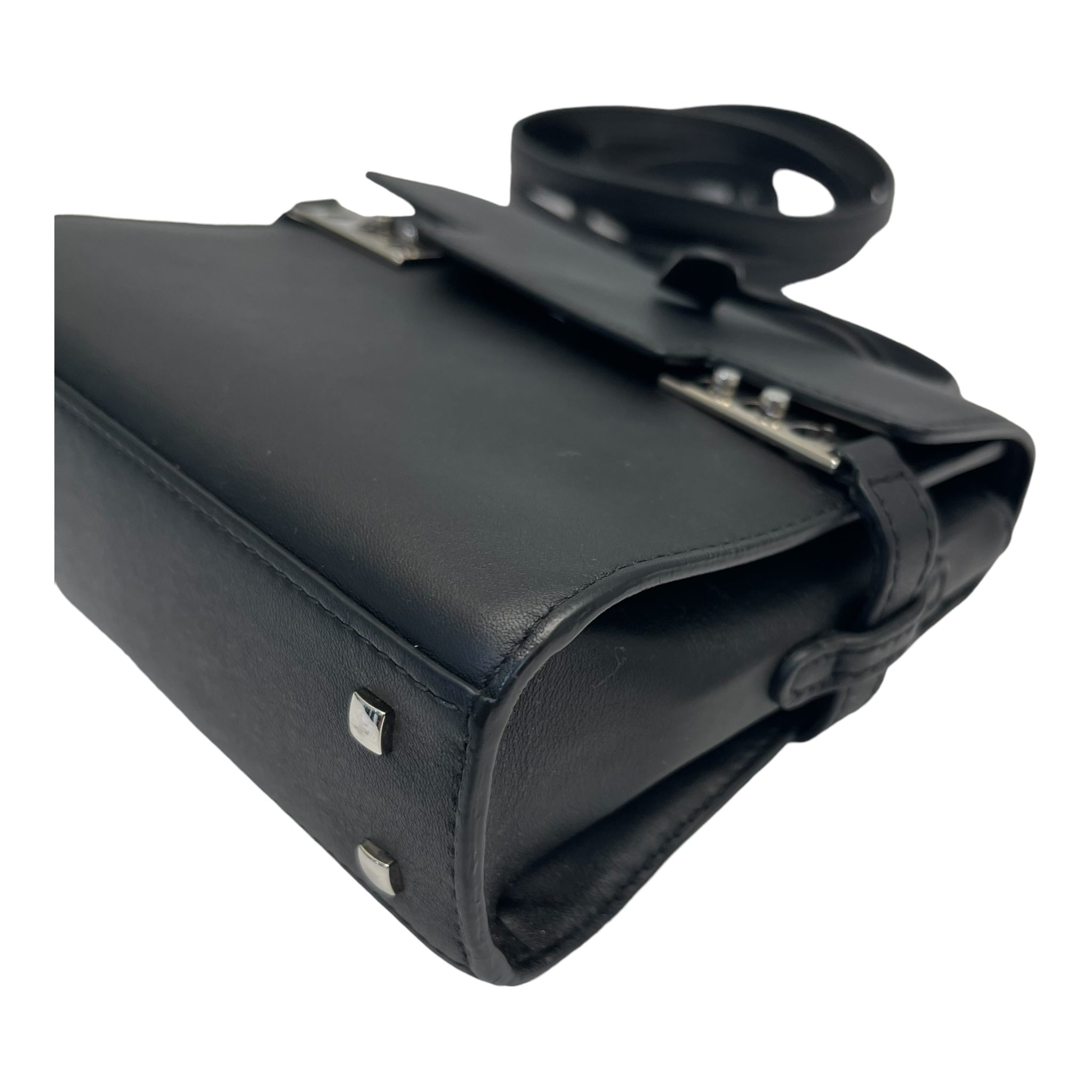 Delvaux Black Leather Tempete PM Top Handle Bag