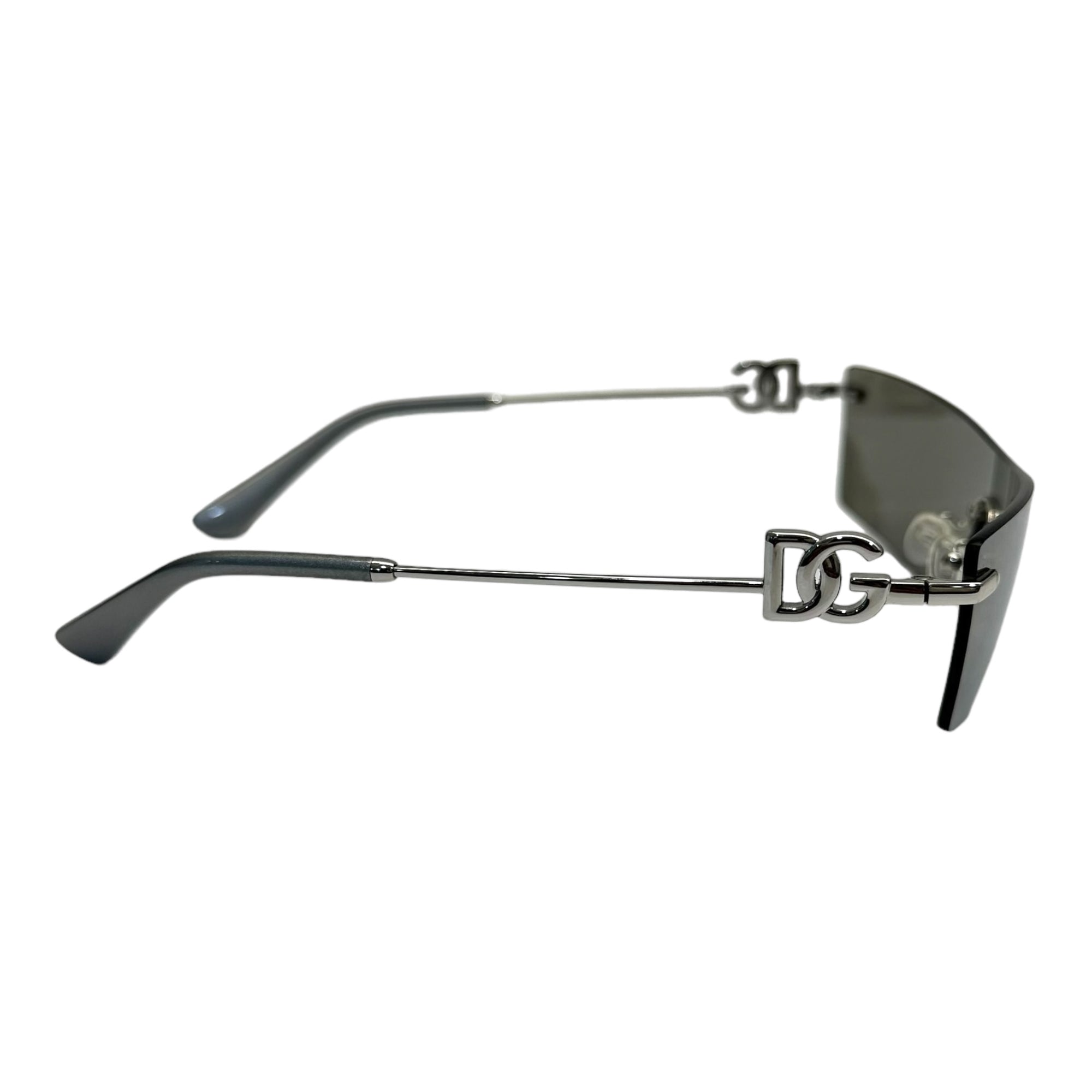 Dolce Gabbana Silver Mirror Shield Sunglasses