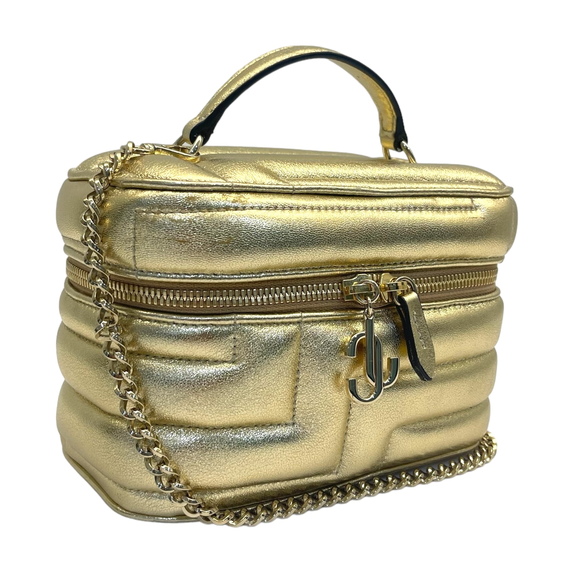Jimmy Choo Gold Quilted Nappa Leather Vanity Case
