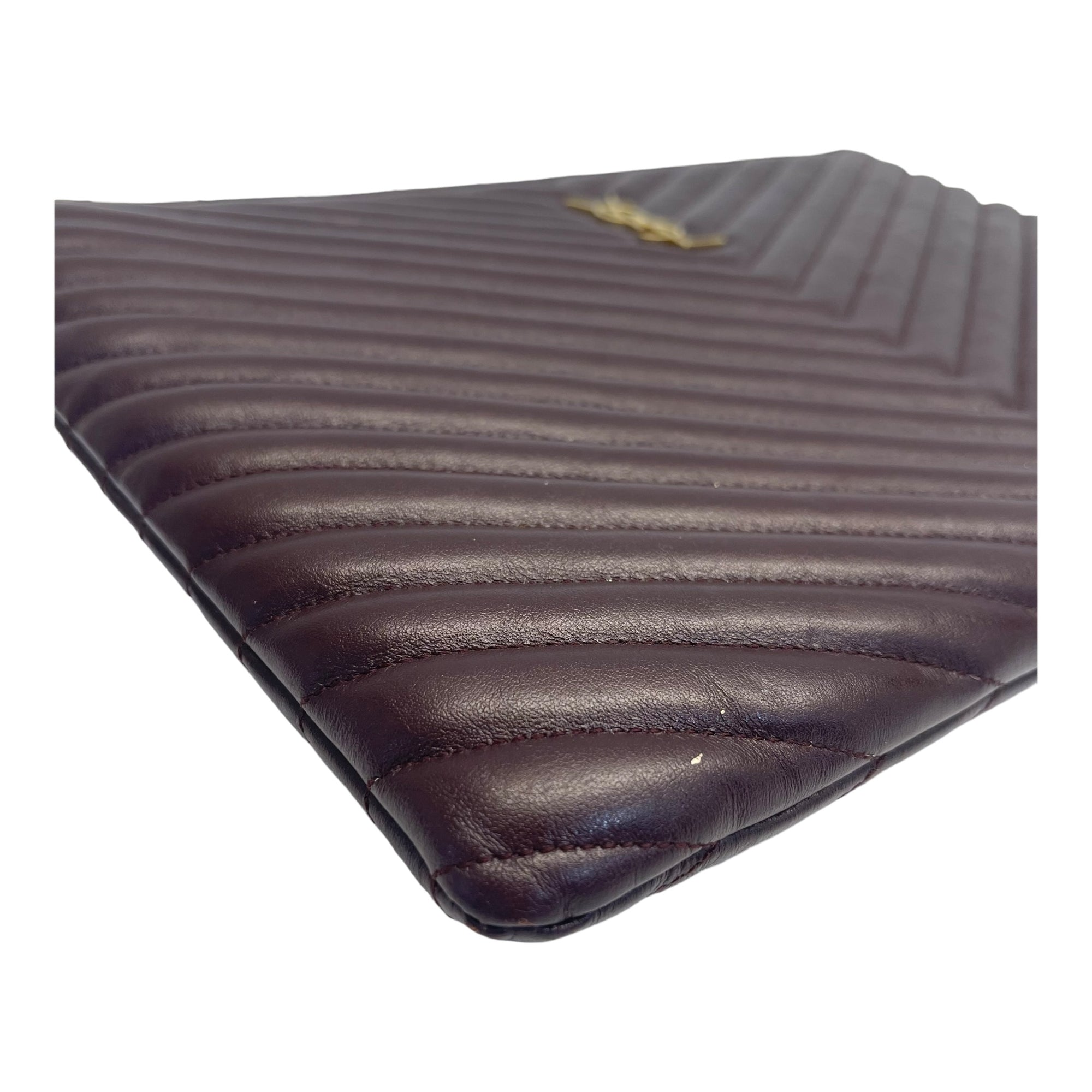 Yves Saint Laurent Burgundy Matelasse Leather document Holder