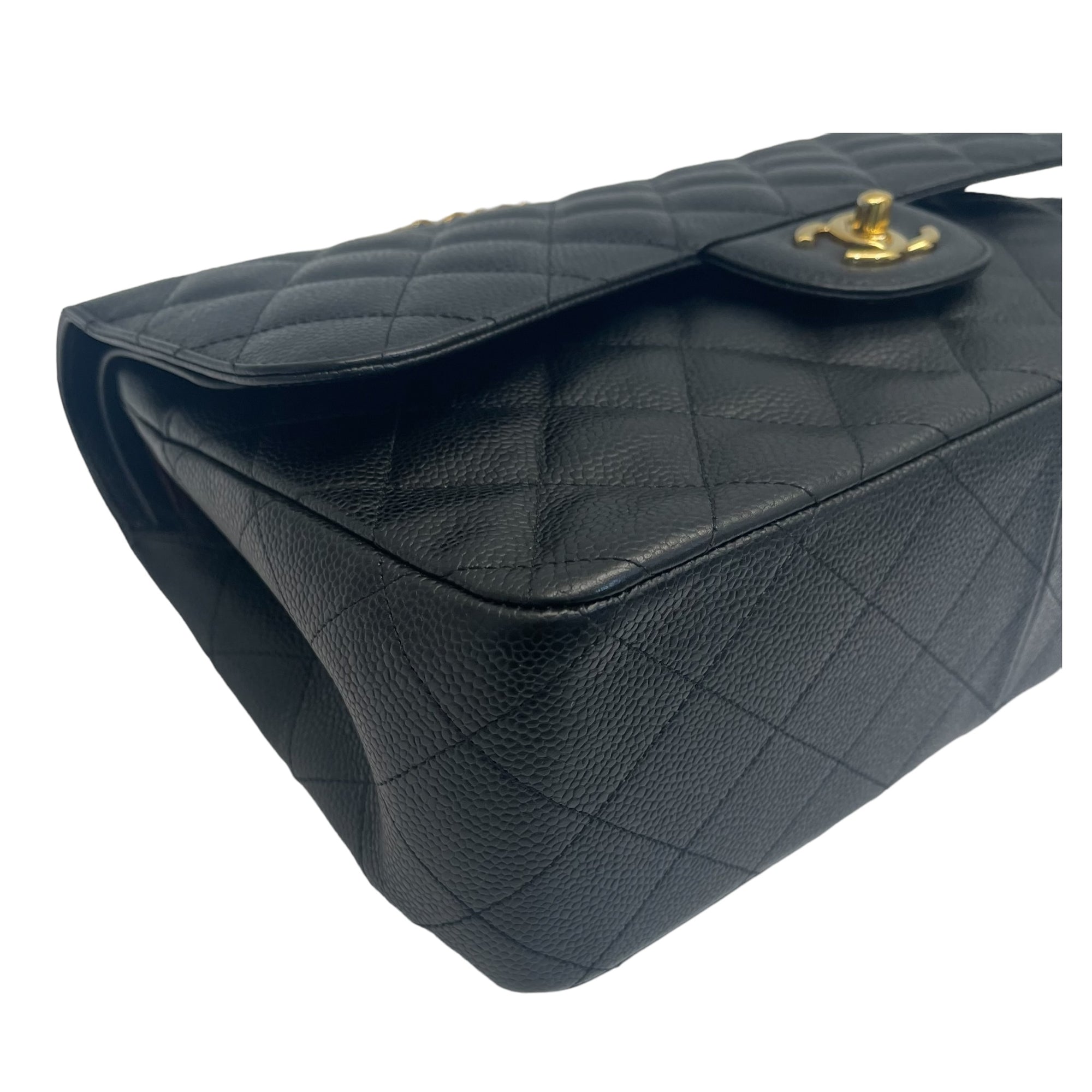 Chanel Black Quilted Caviar Jumbo Classic Double Flap Bag
