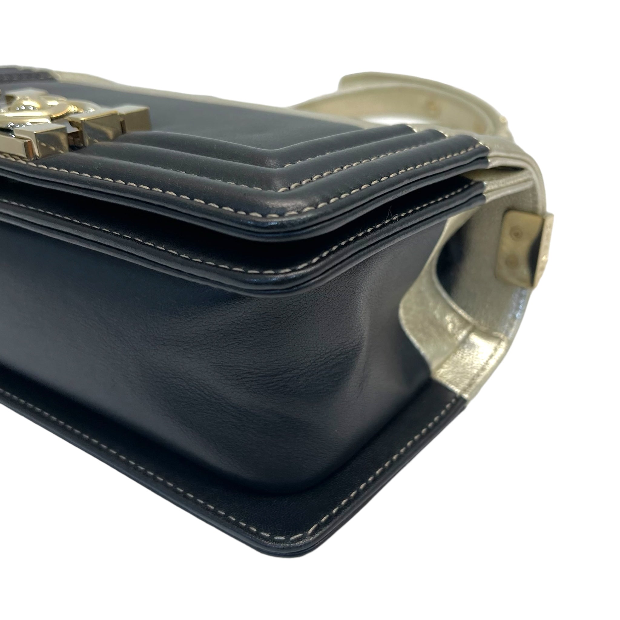Chanel Boy Black & Metallic Gold Bi-color Small Bag