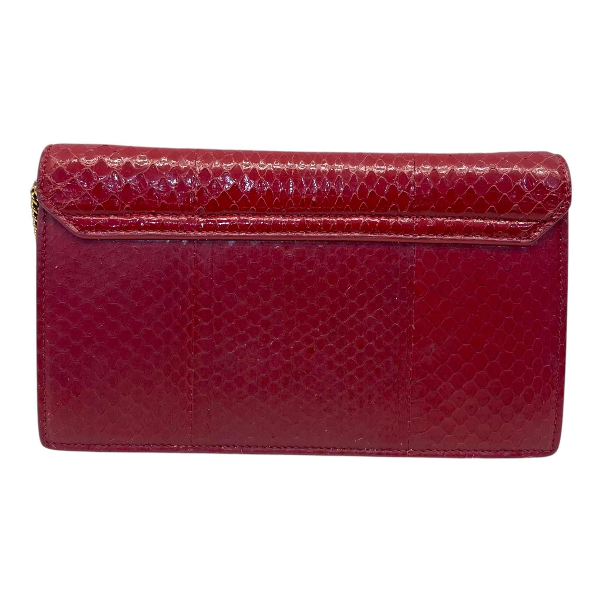 Roberto Cavalli Red Leather RC Monogram Flap Chain Bag