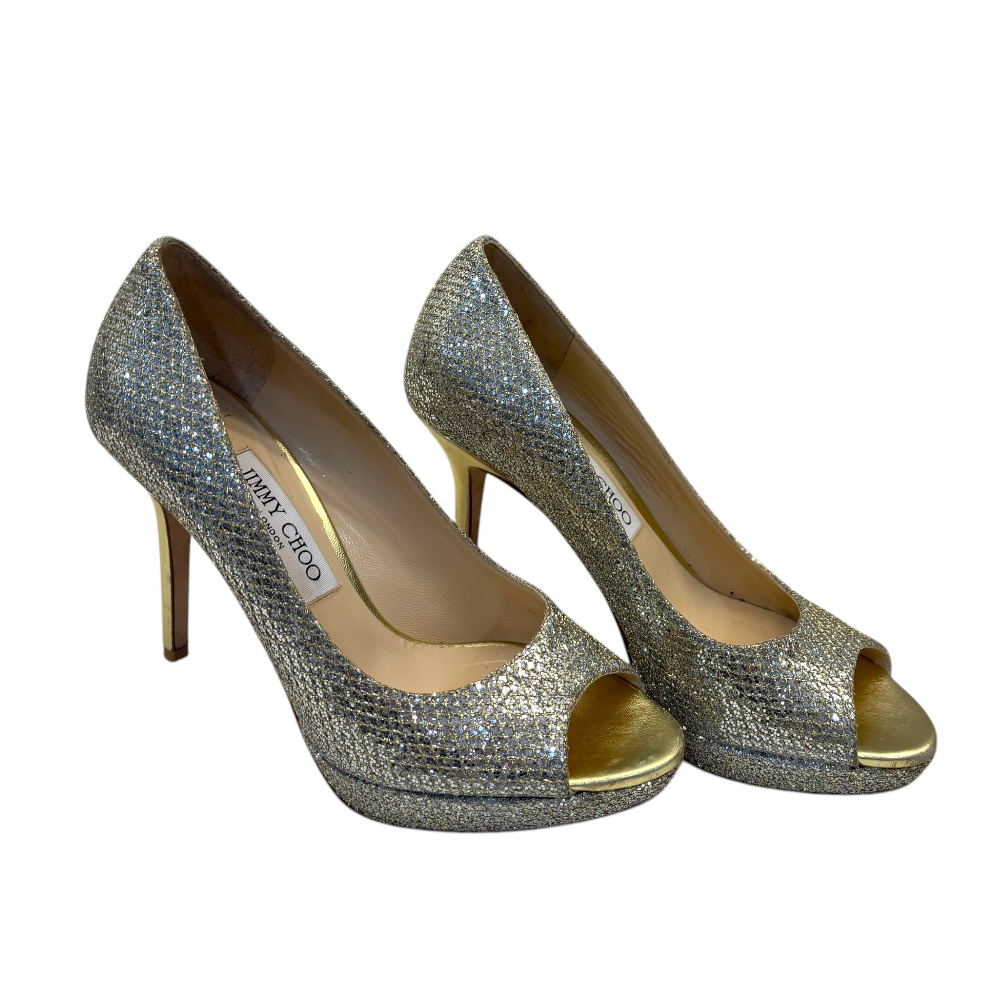 Jimmy Choo Shimmer Peep Toe Heels EU37