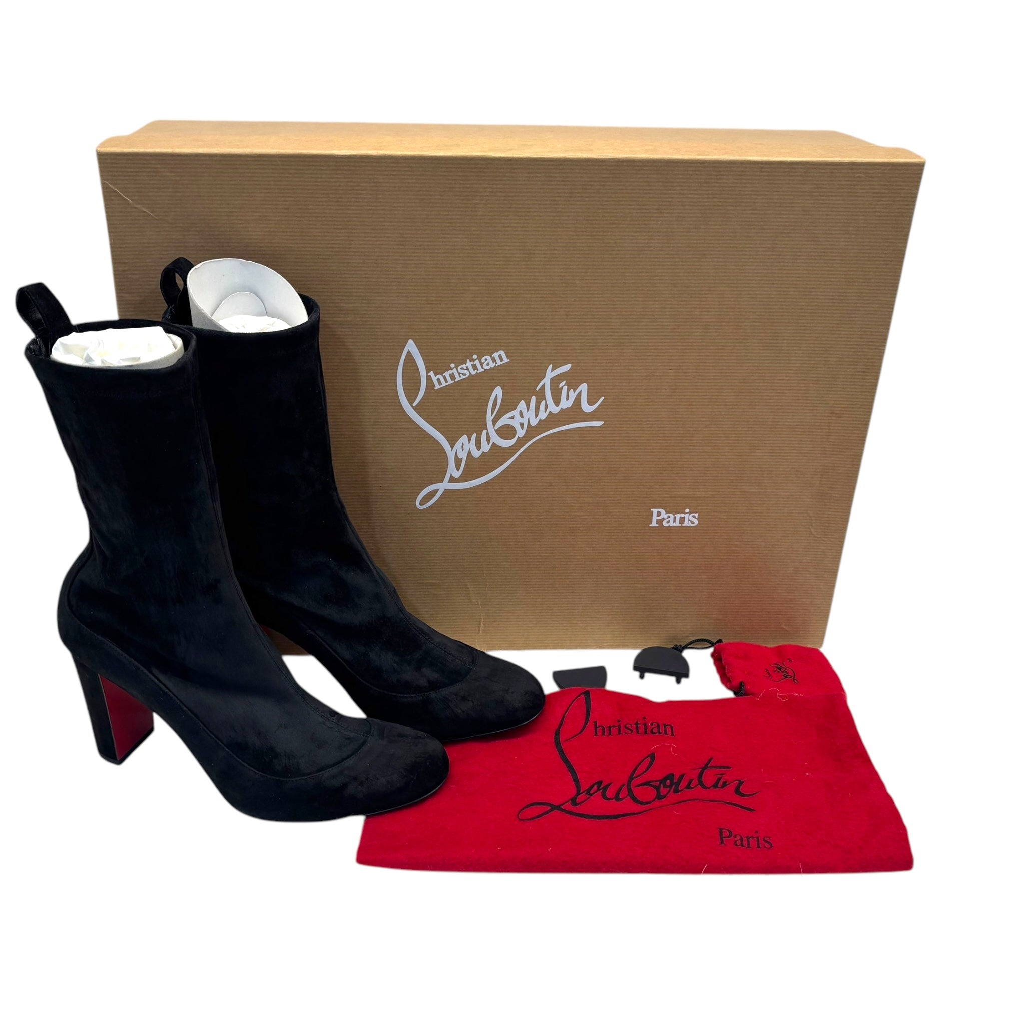 Christian Louboutin Gena Black Suede Ankle Boots EU 36.5