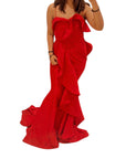Ohaila Khan Red Ruffle Gown