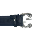 Gucci Guccissima Blue Leather Interlocking G Buckle Belt 100cm