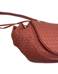 Bottega Veneta Cinnamon Brown Intrecciato Leather Drawstring Flap Crossbody Bag