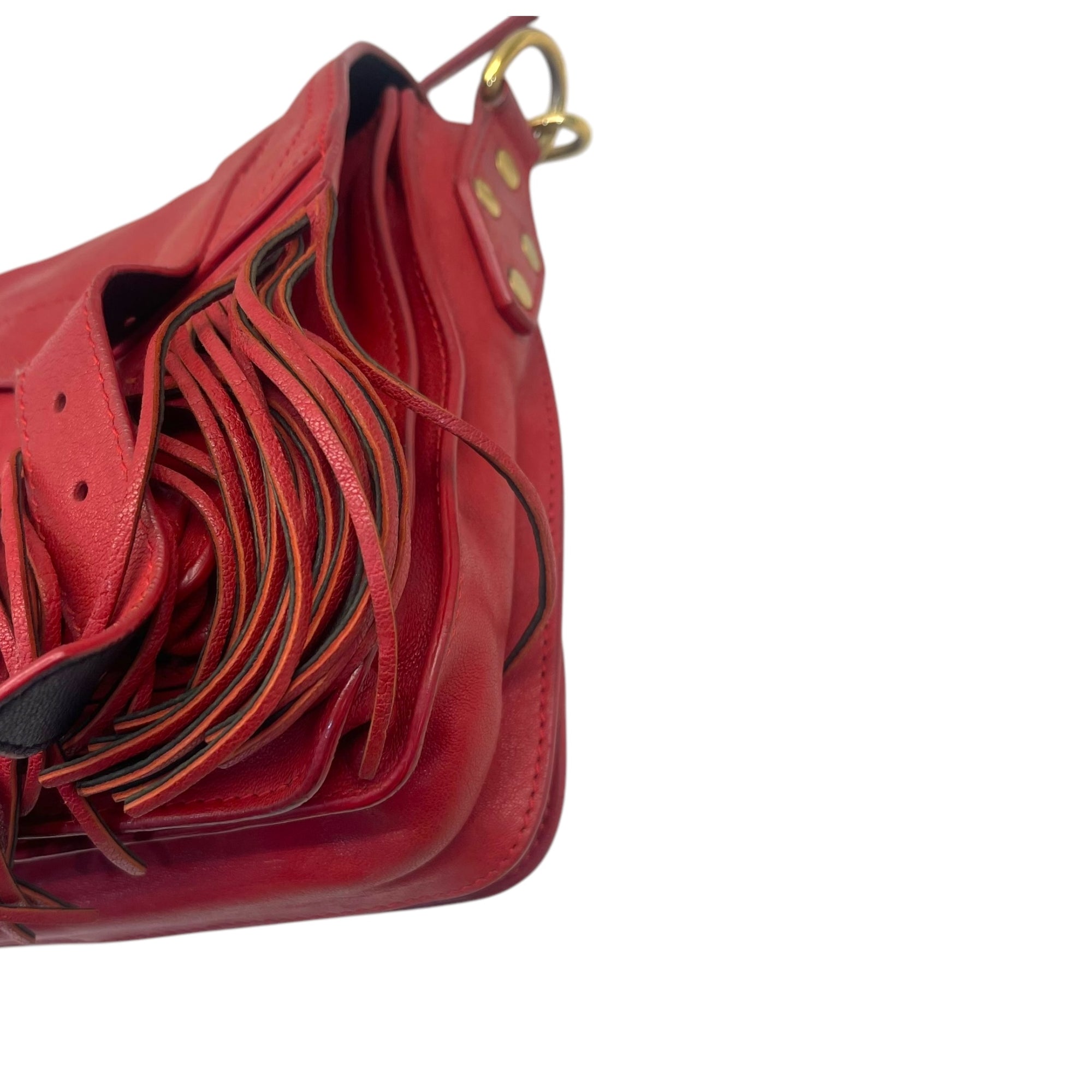 Proenza Schouler Mandarin Red Leather Fringe PS1 Tiny Bag