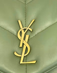 Saint Laurent Olive Puffer Leather Medium Loulou Shoulder Bag