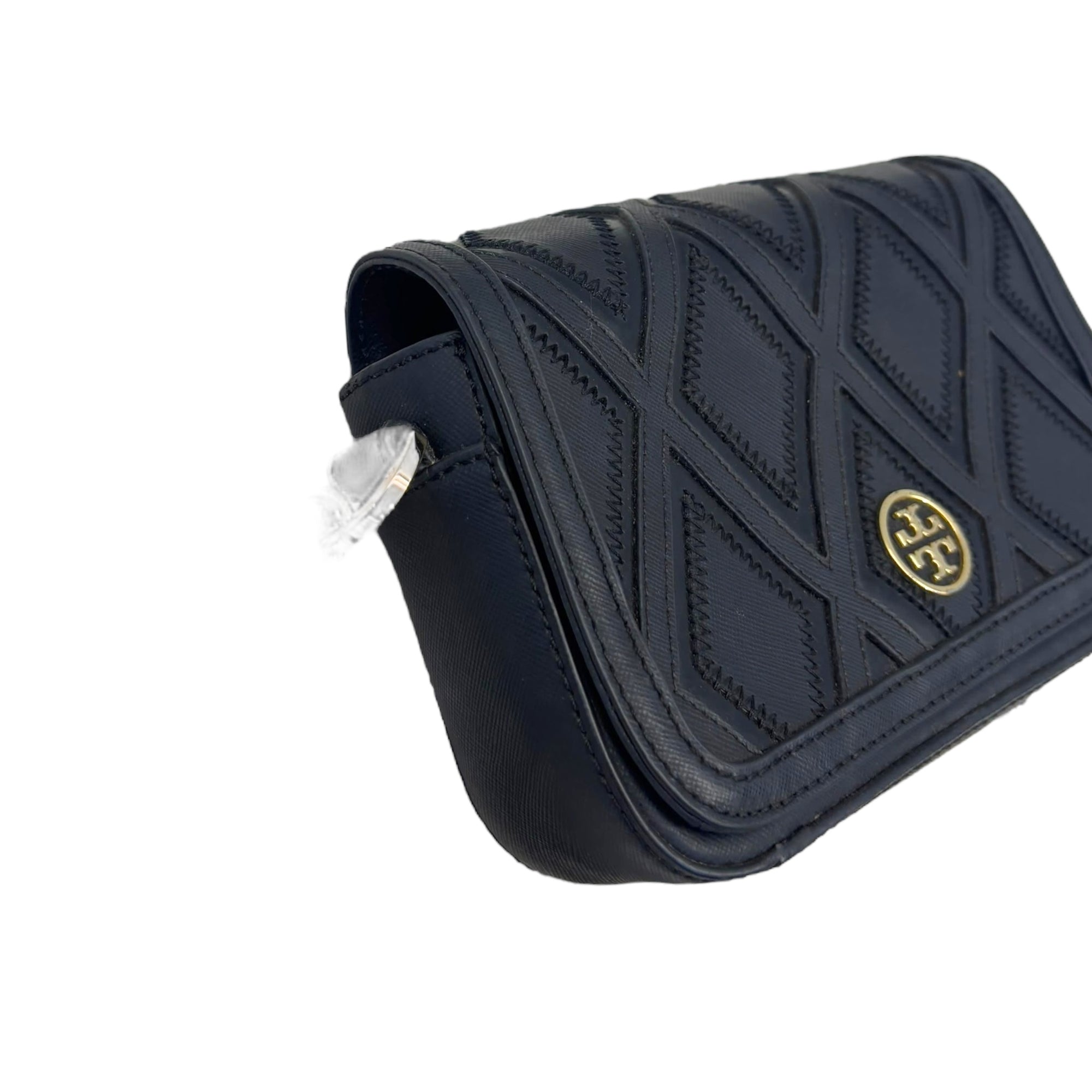 Tory Burch Black Leather and Suede Patchwork Robinson Chain Shoulder Bag
