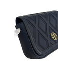 Tory Burch Black Leather and Suede Patchwork Robinson Chain Shoulder Bag