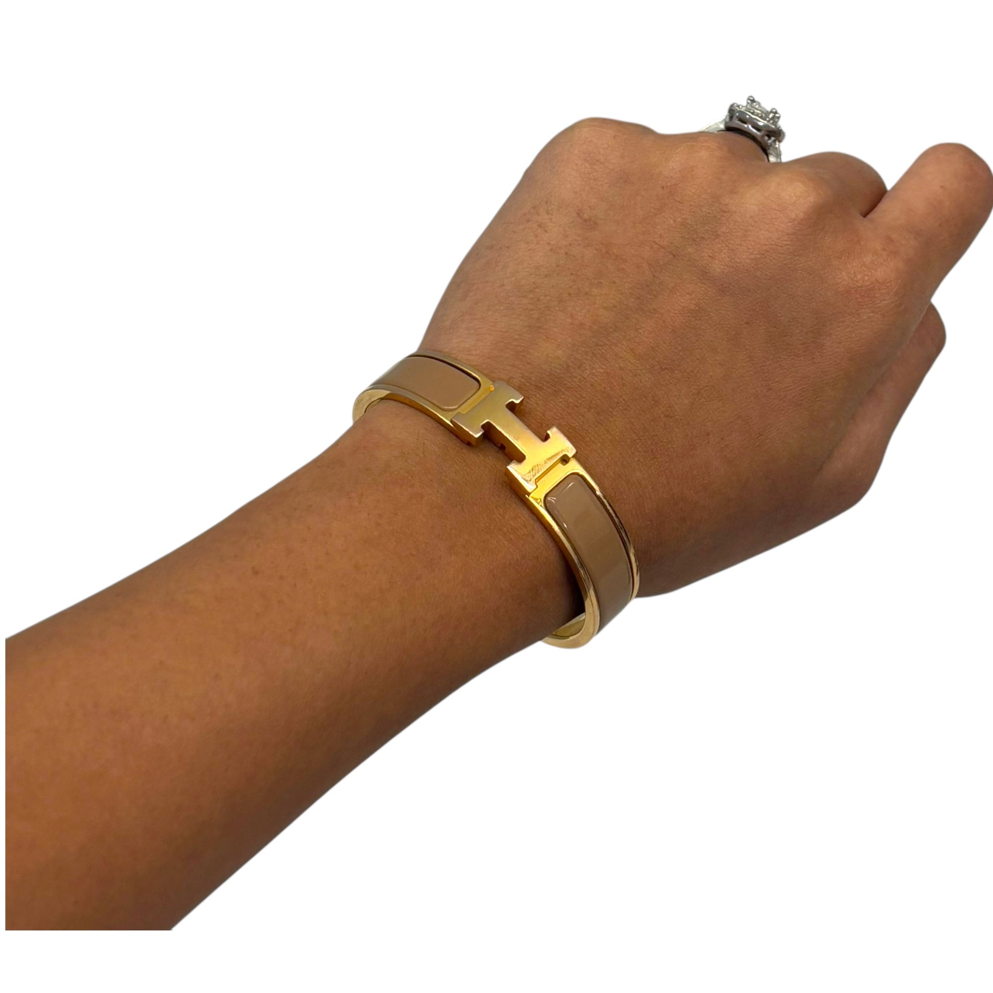 Hermes Clic Clac H Enamel Gold Plated Bracelet