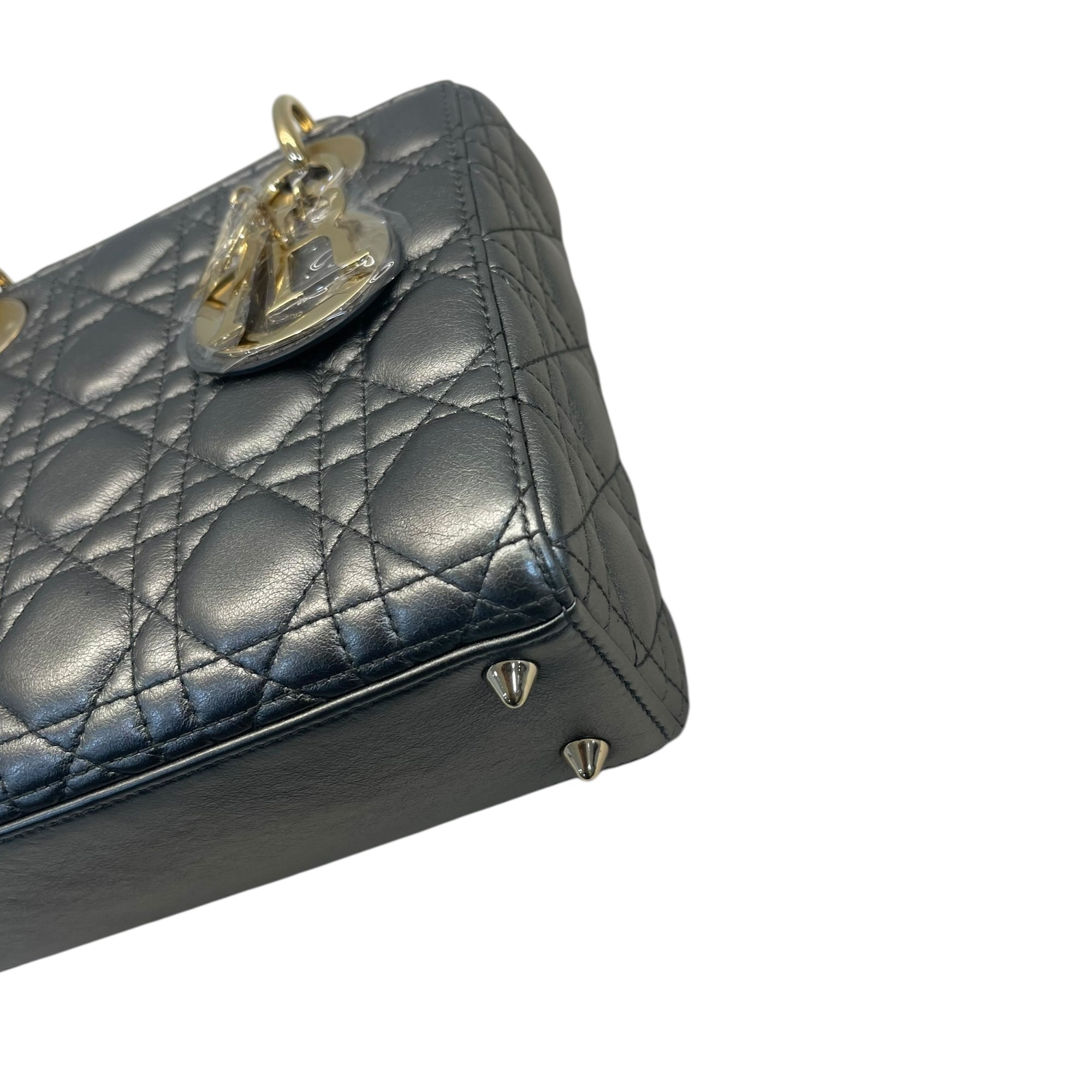 Christian Dior Mini Lady Dior Metallic Grey Cannage Bag