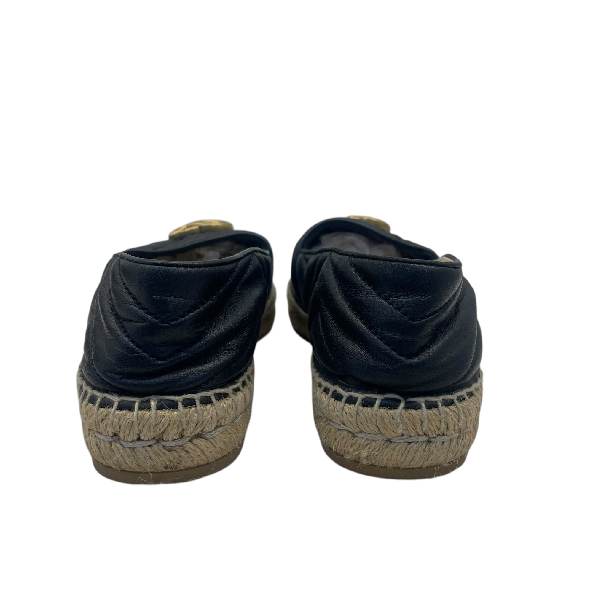 Gucci Black Leather GG Marmont Espadrilles EU 38.5