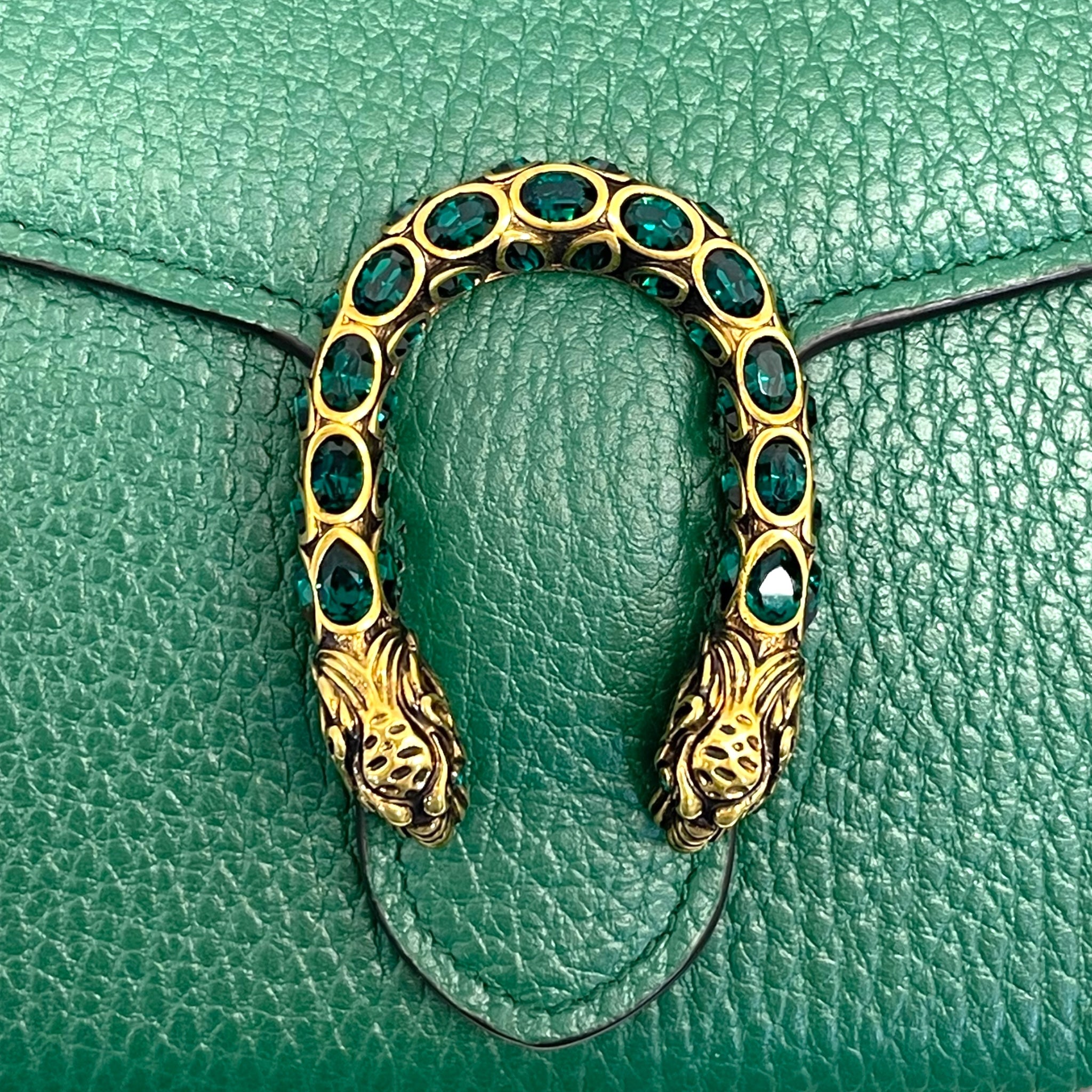Gucci Green Leather Small Dionysus Shoulder Bag