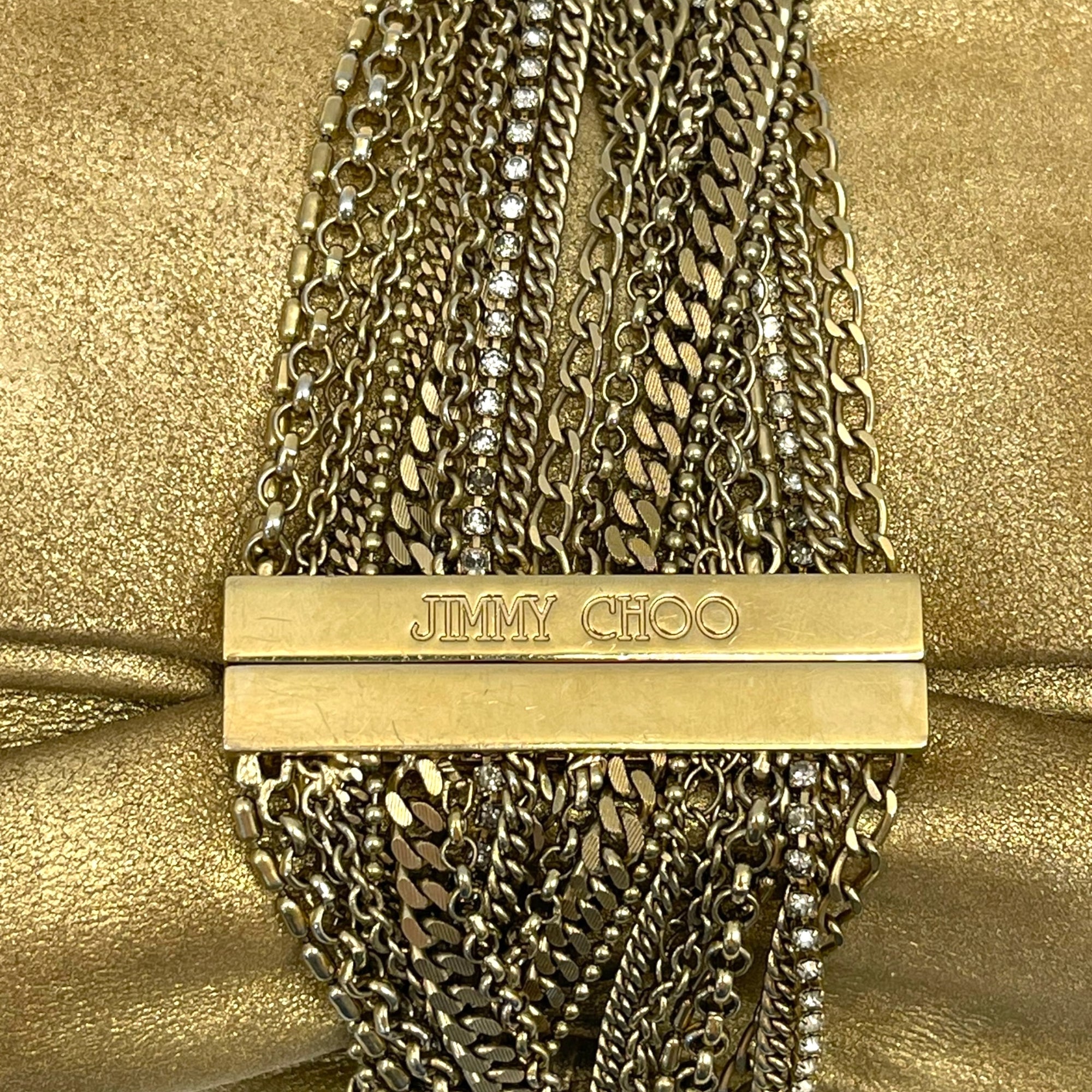 Jimmy Choo Beige Shimmering Suede Chandra Clutch