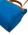 Hermes Blue/Brown Canvas and Leather Herbag Zip Bag
