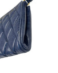 Miu Miu Blue Diamond Quilted Leather Zip Wristlet Clutch