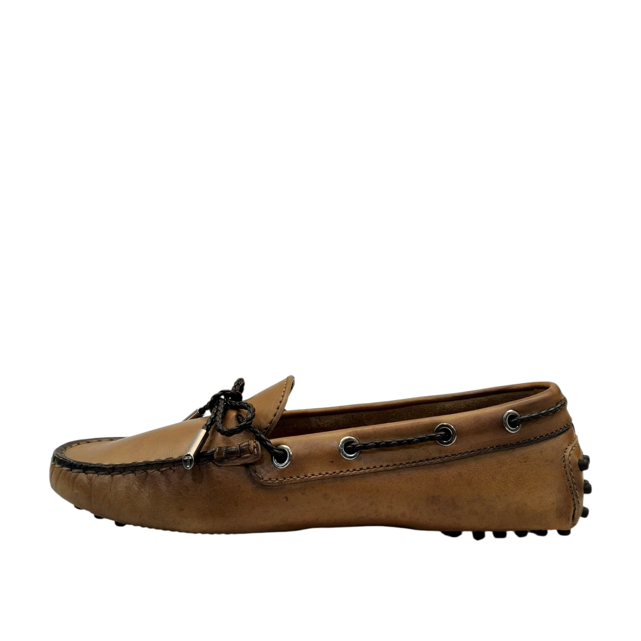 Tod's Gommini Bow Brown Leather Women Loafers EU 36.5