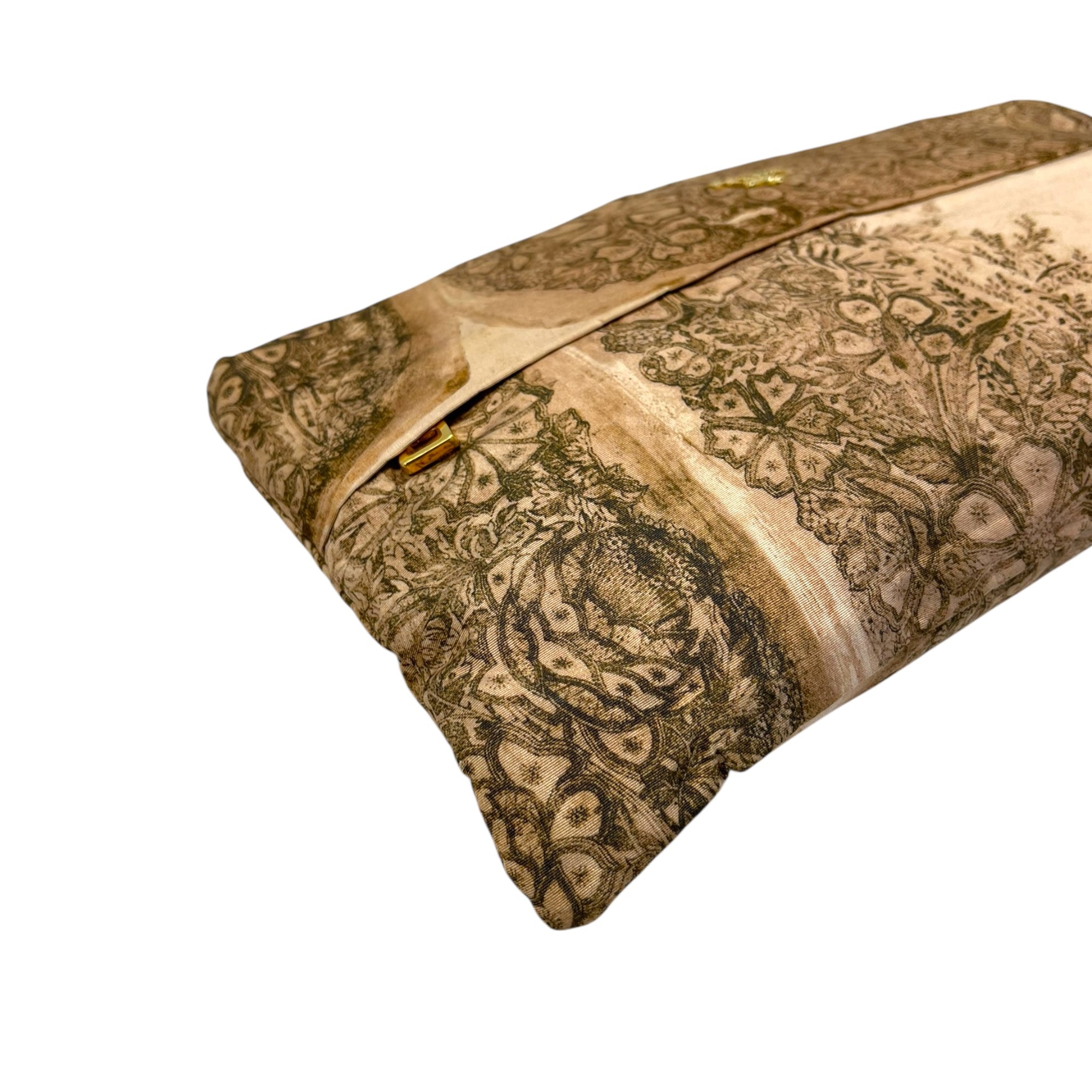 Prada Silk Faille Oversized Floral Zip Clutch Cipria