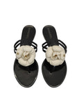 Chanel Cream/Black Jelly Camellia Thong Sandals EU 36