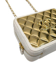 Gold Chanel Medium Lambskin Golden Plate Vanity Case Satchel