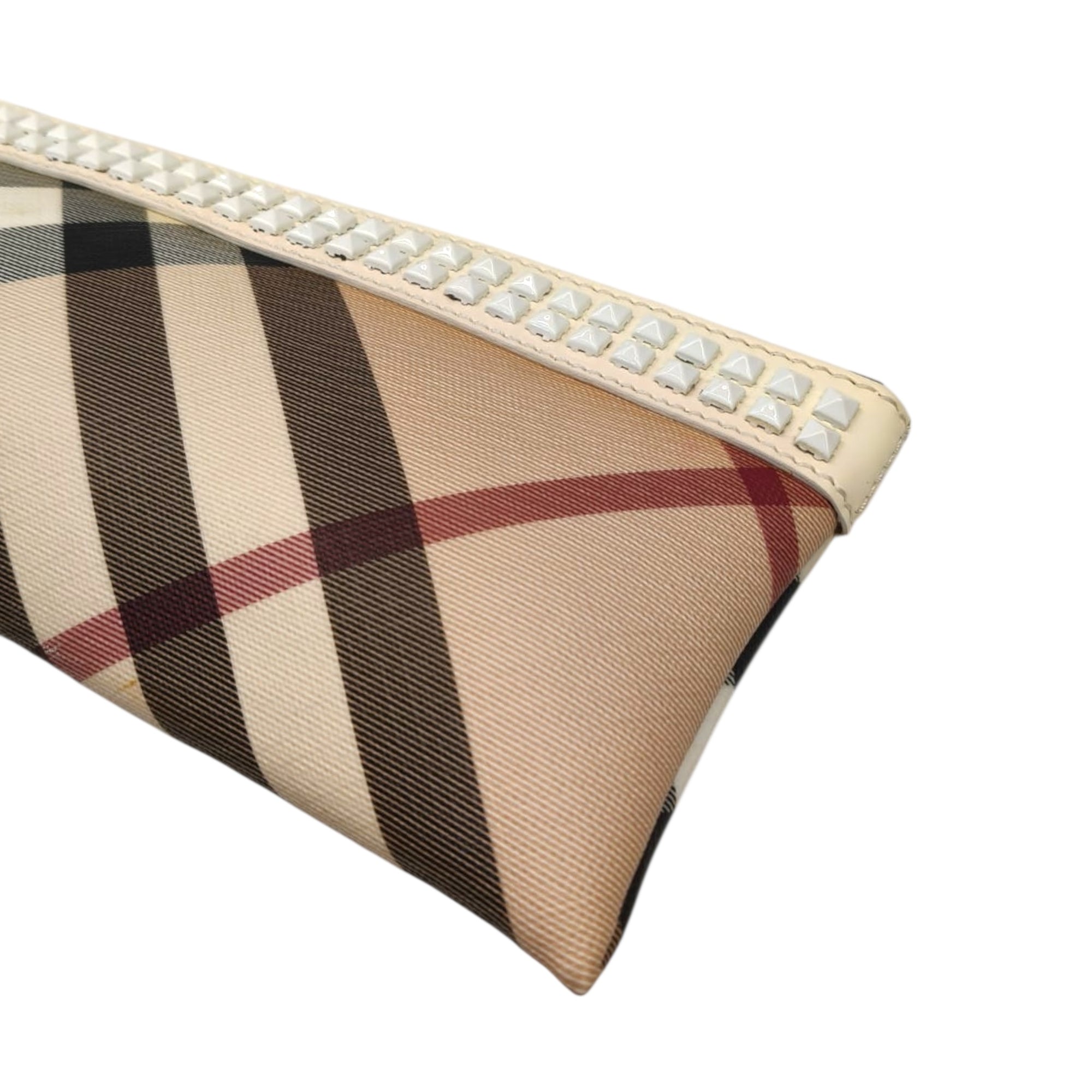 Burberry Long Nova Check Checked Studded Trim Clutch