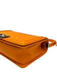 Chanel Orange Quilted Leather New Medium Boy Flap Bag