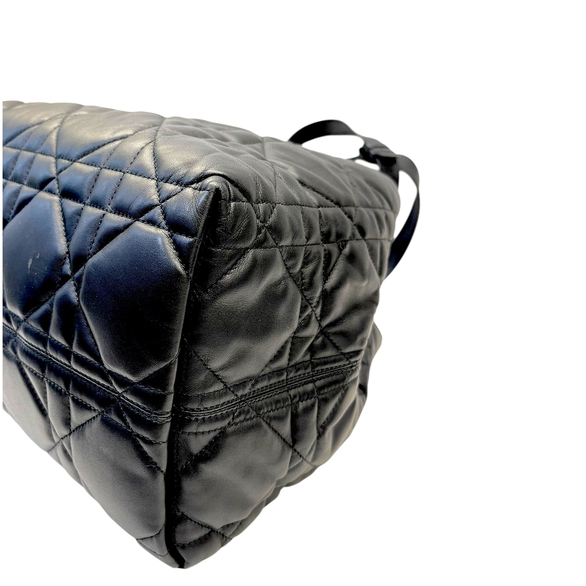 Dior Black Calf Leather Macrocannage To Jules Large Tote Bag