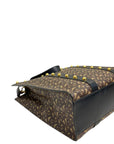 Burberry Brown/Black Monogram Coated Canvas And Leather Studded Book Tote Bag