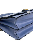 Fendi Scalloped Kan I Light Blue Leather Shoulder Bag