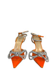 Mach & Mach Double Bow Silk-Satin Orange Pumps EU 36
