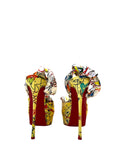 Christian Louboutin Multicolor and Satin Jersey Vamp Graffiti Platform Pumps EU 38.5