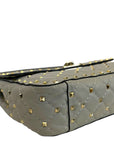 Valentino Medium Rockstud Spike Top Handle Grey Leather Bag