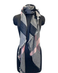 Burberry Gauze Fringed Edge Scarf Black/Grey Nova Check