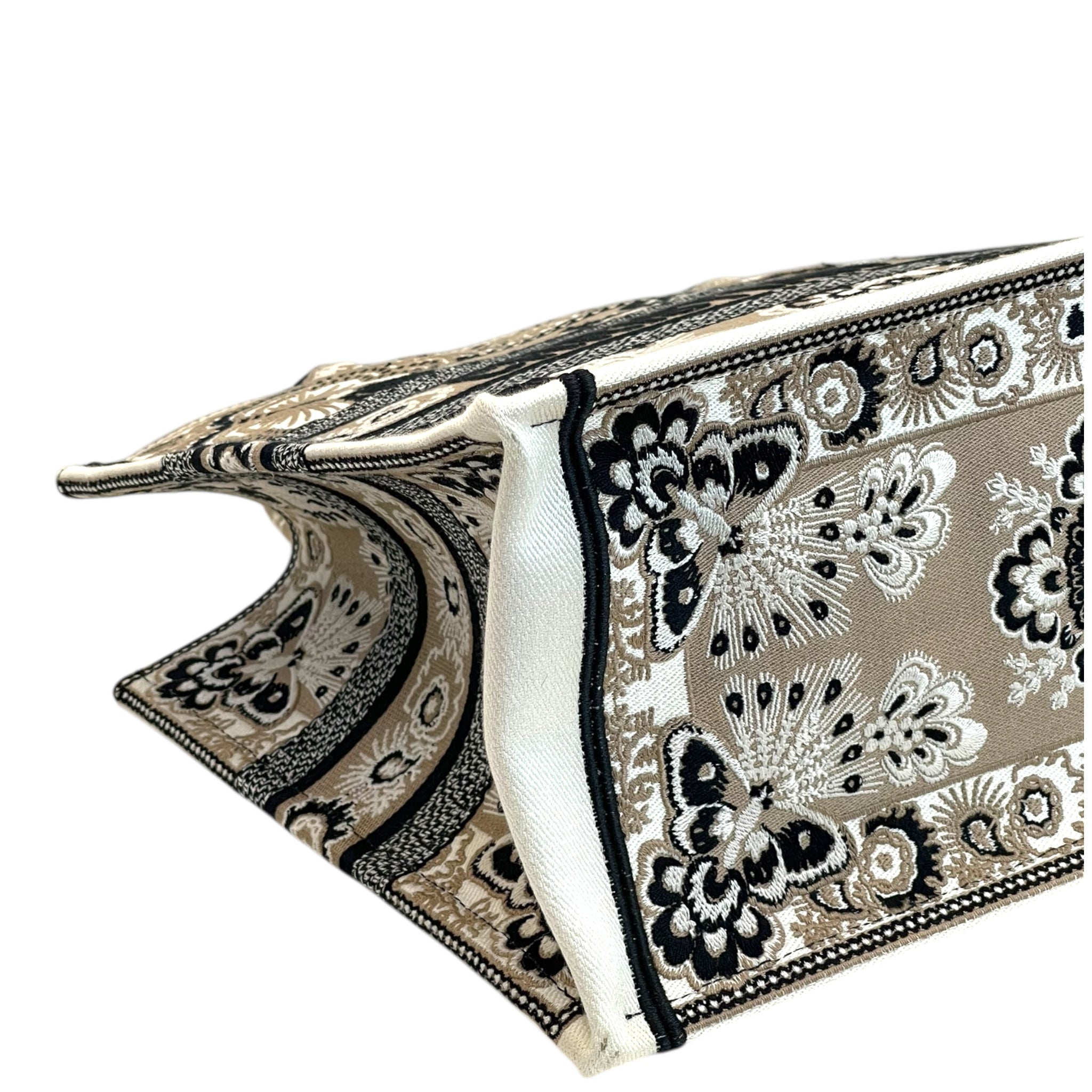 Christian Dior Medium Book Tote Bag Beige Butterfly Bandana Embroidery