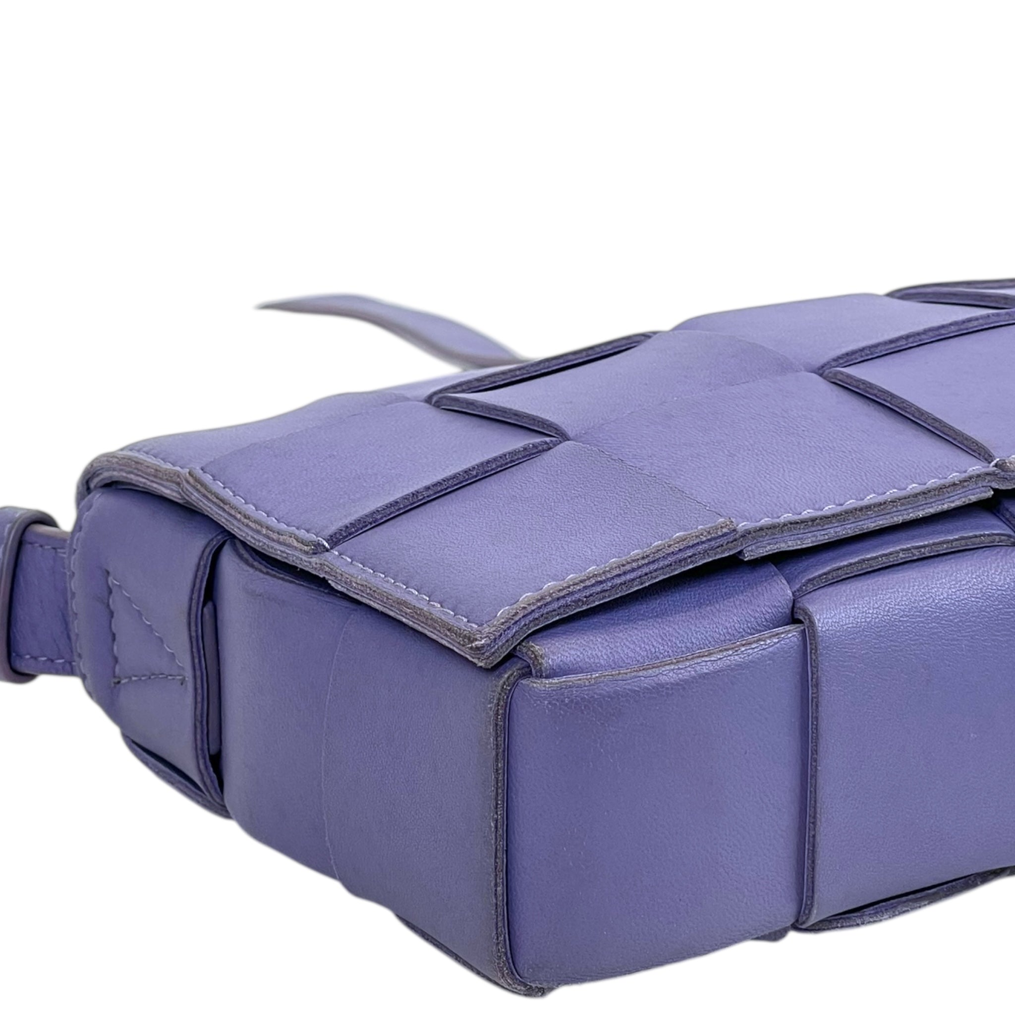 Bottega Veneta Small Cassette Shoulder Bag Purple Leather