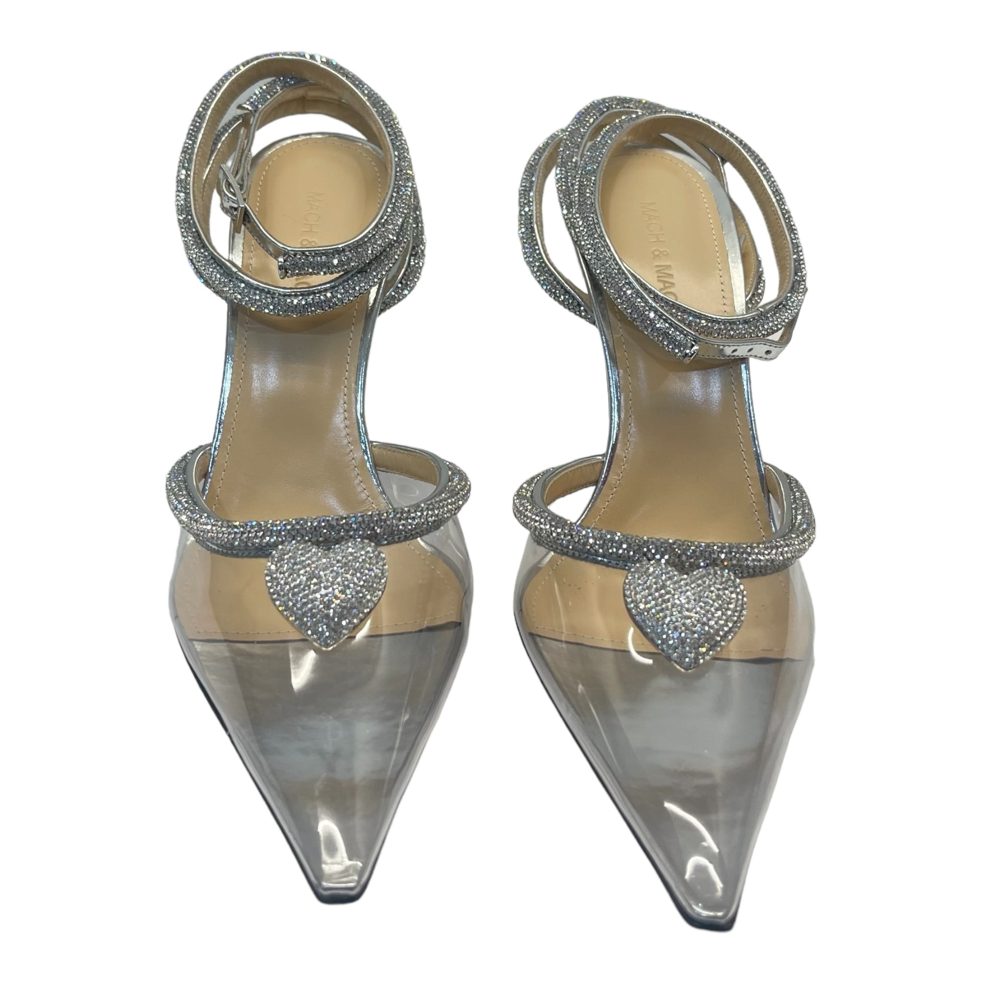 Mach & Mach Georgia crystal Heart embellished Heels - Size EU 40