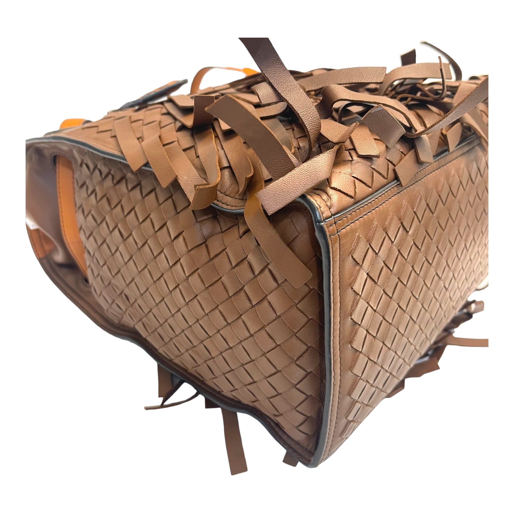 Bottega Veneta Brown Intrecciato Palio Fringe Tote Bag