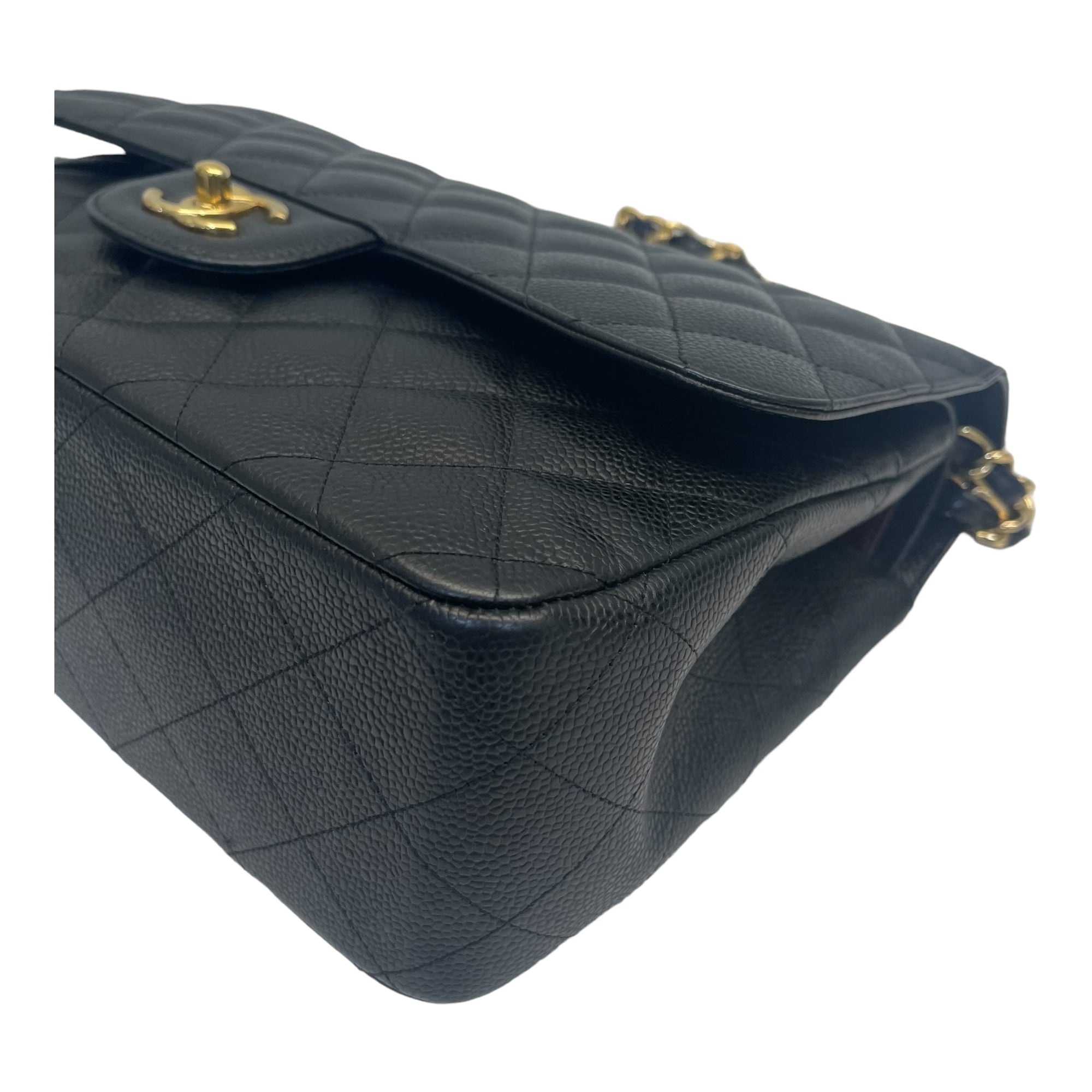 Chanel Black Quilted Caviar Jumbo Classic Double Flap Bag