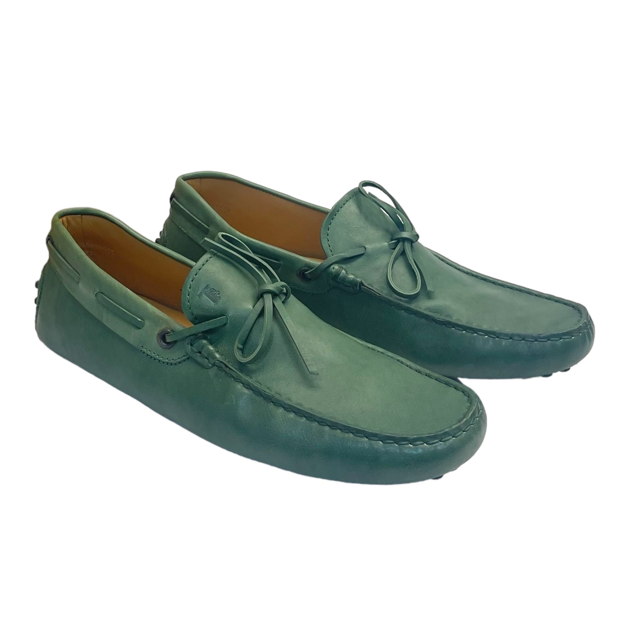 Tod's Green Leather Gommino Slip On Loafers Size EU 40