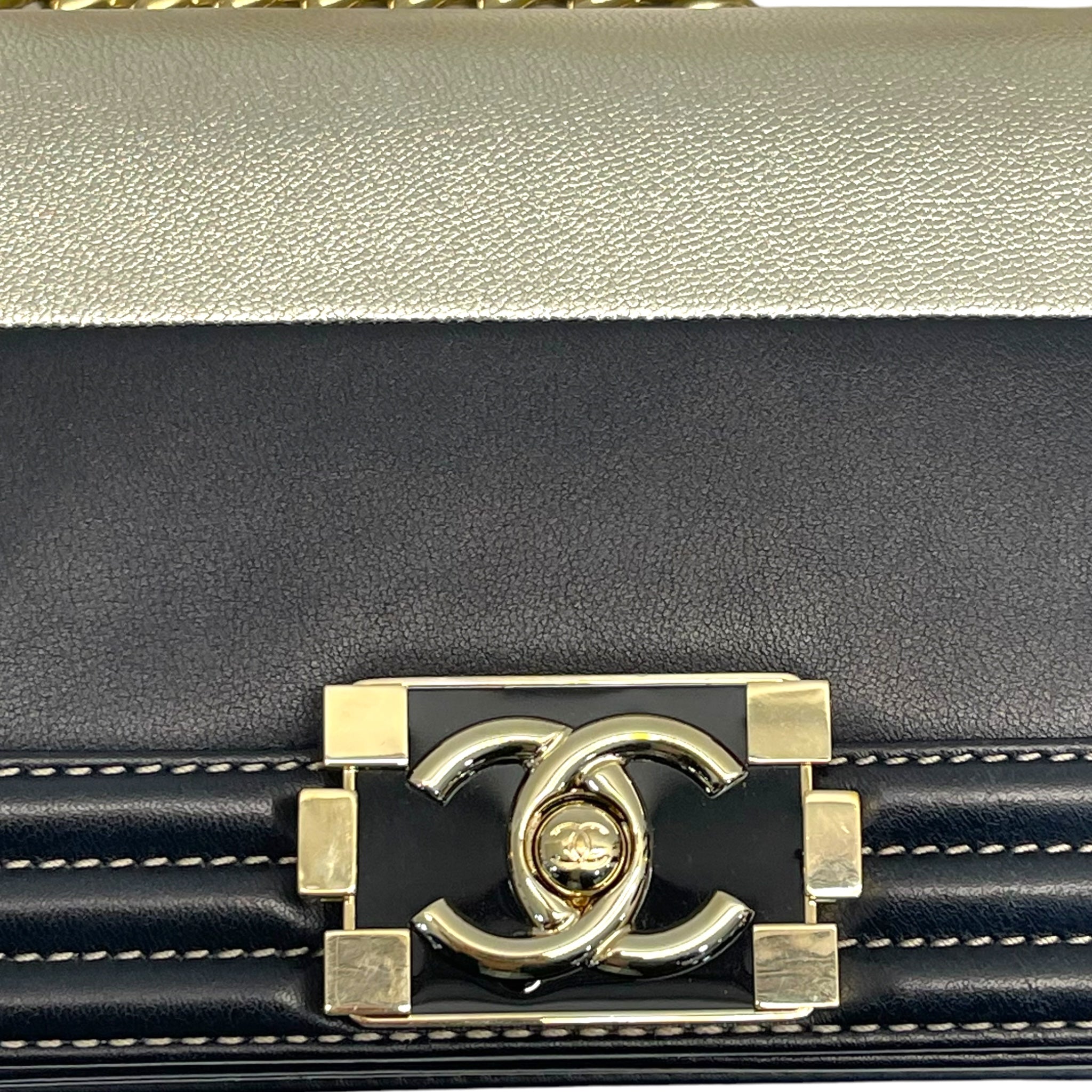 Chanel Boy Black & Metallic Gold Bi-color Small Bag